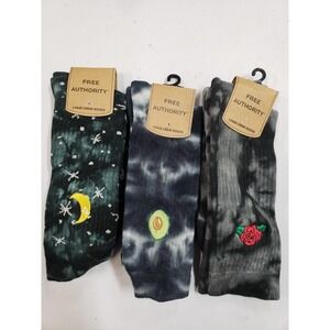 Free Authority Socks Mens 10-13 Multicolor 3-Pack Ribbed Cotton Blend Crew Socks